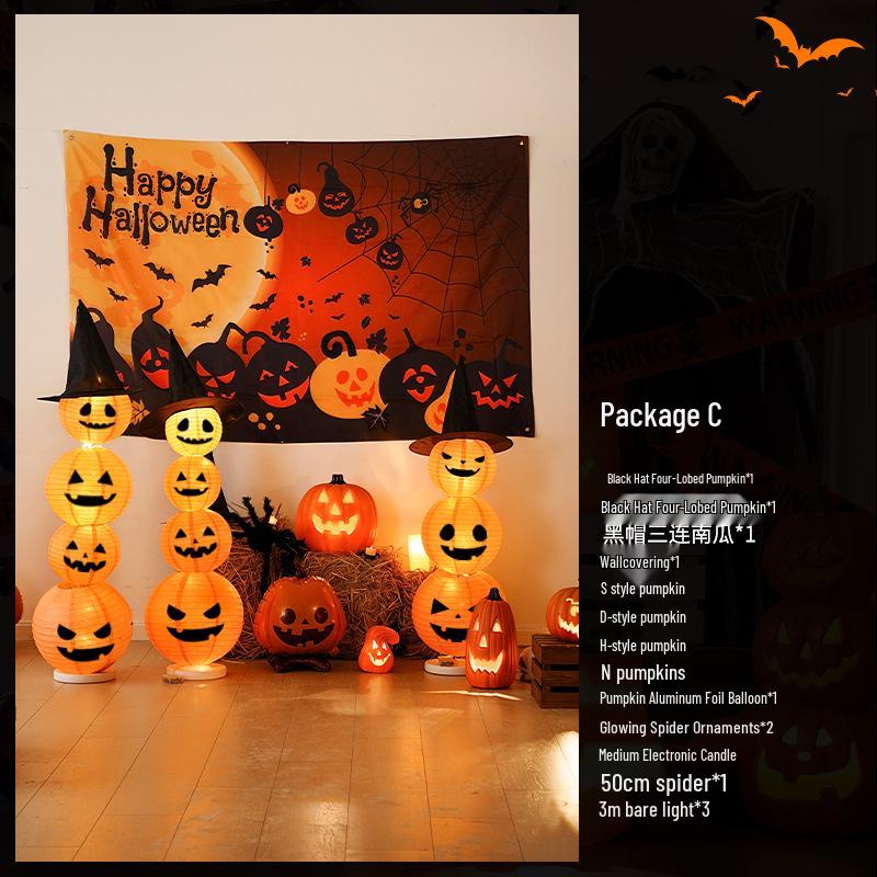 Light-Up Halloween Pumpkin Lantern Ornaments for Bar or Storefront Décor.
