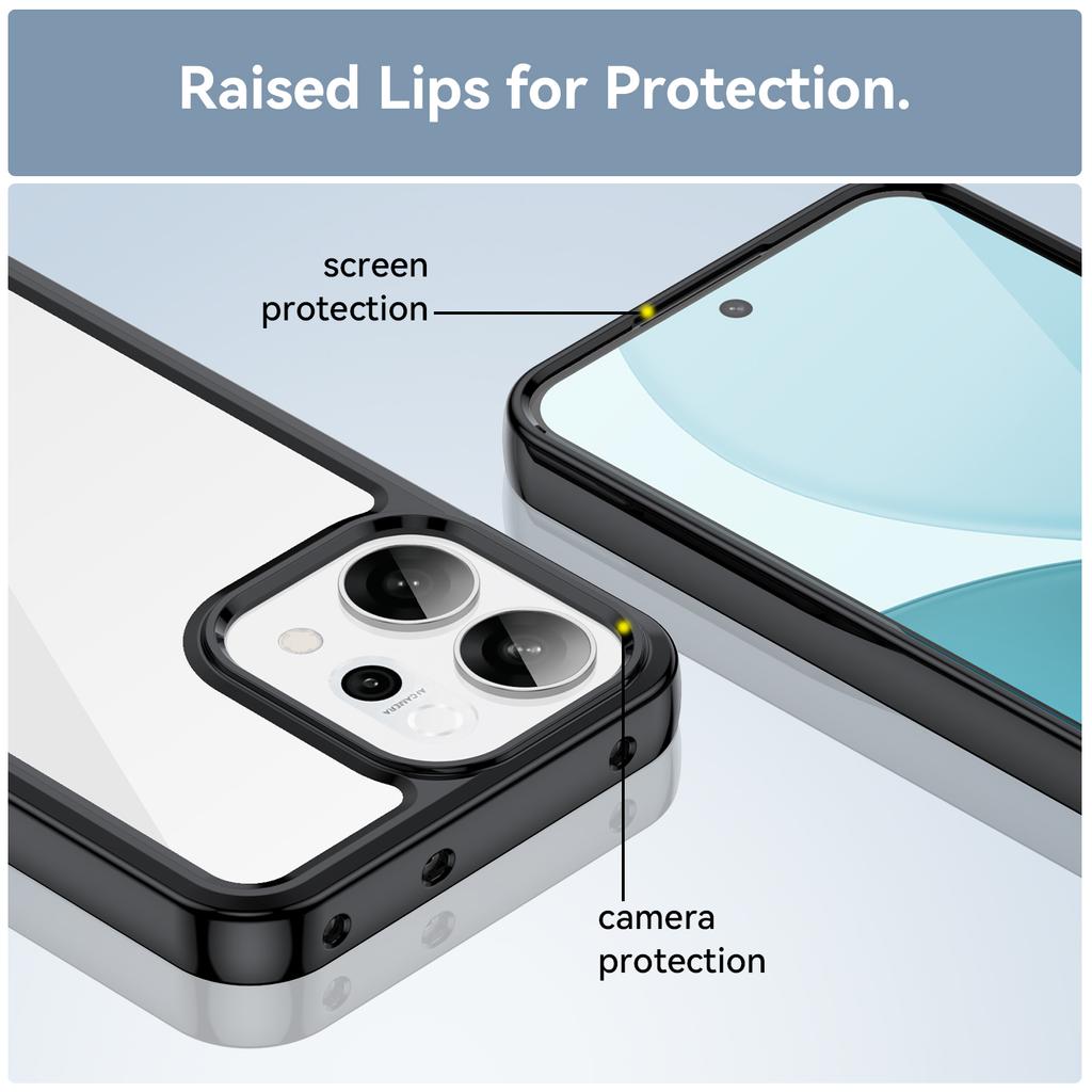 For Oppo Reno14 5G (Global) Telefondeksel WANLONFENG XC-serien TPU Akryldeksel med Herdet Glass (Stort linsehull)