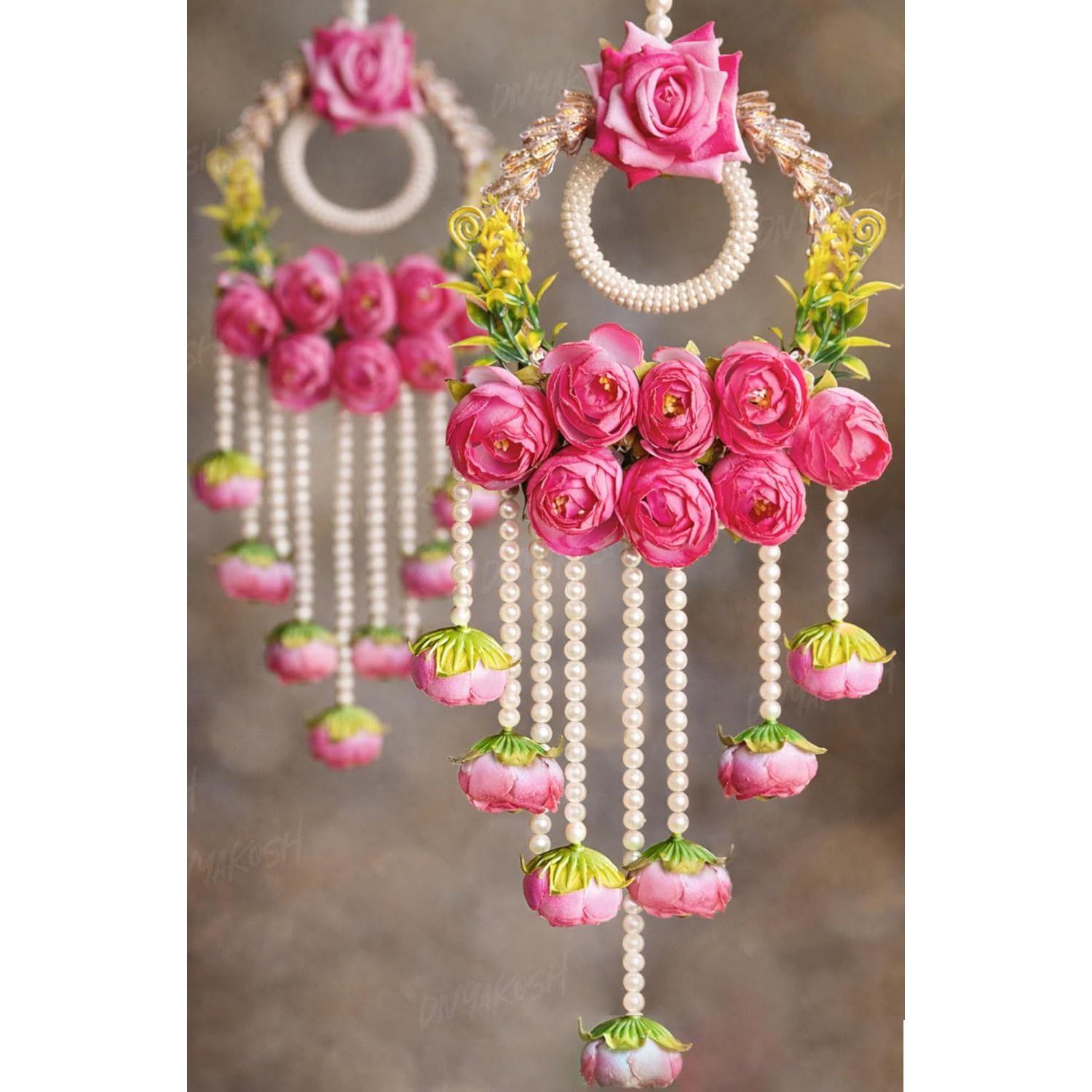 Divyakosh Fabric Wall Hanging for Home Decoration Set of 2, Multicolor Flower Diwali Latkan, Diwali Decoration,