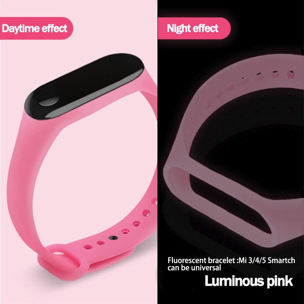 M5 M3 M4 Wristband Bracelet for Xiaomi Mi Band 5 4 3 Silicone Luminous Wristband for Xiaomi Mi Band 3 4 5 Wristband