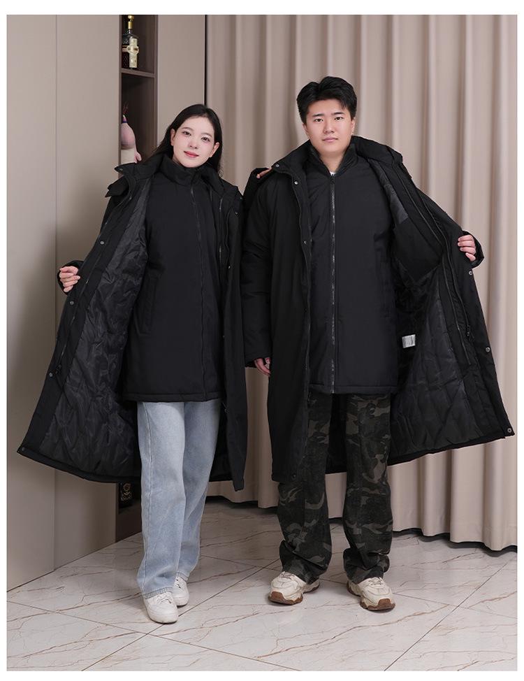 Three-in-One Fleece-Lined Winter Sports Jacket: Detachable, Over-the-Knee, Cotton-Padded, Plus Size, Unisex School Uniform