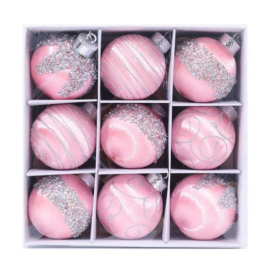 9 Pcs 3.15 Inch Christmas Ball Ornaments Glitter Sequin Xmas Hanging Foam Ball Decorations for Wedding Party Holiday Home Office Decor