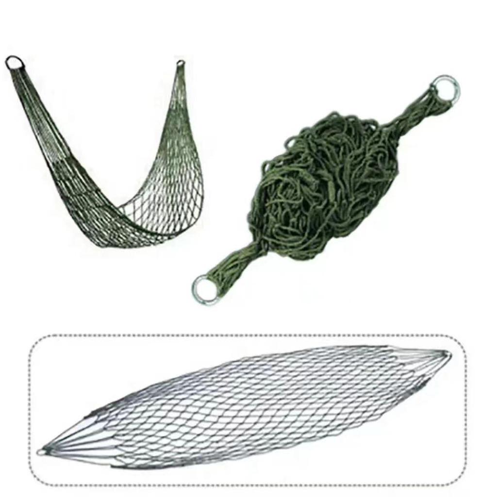 Nylon Mesh Hammock: Indoor/Outdoor Single-Person Swing with Thick Netting and Rings