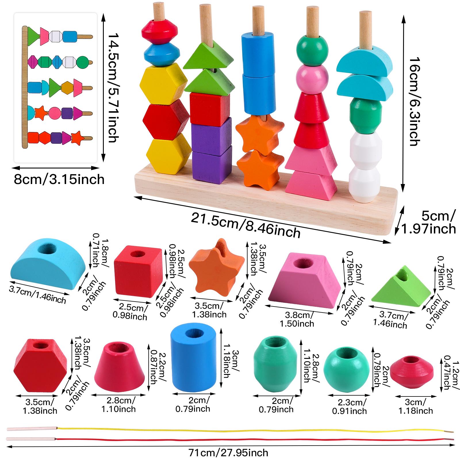 

Деревянный обучающий набор «Пять столпов», игрушка для складывания и сортировки, игра для развития и развития, игрушка из радужных строительных блоков из бисера для 3+