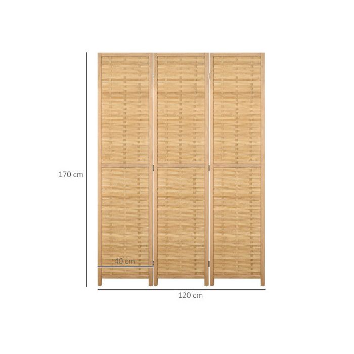 Screen - HOMCOM - 3 Panels - Bamboo - 120x170 Cm - Indoor