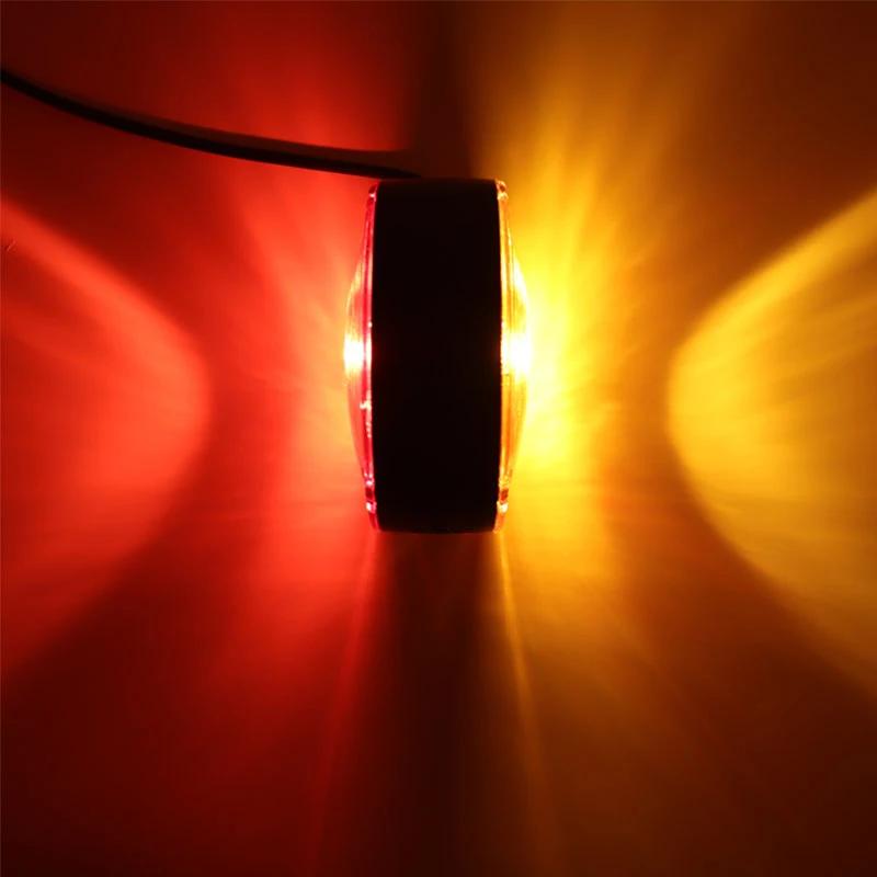 2 Pack 24V Universal Double Side Lights Red + Yellow Car Bulbs Side Marker Lights Signal Lights for Cargo Trailer Truck Auto Accessories