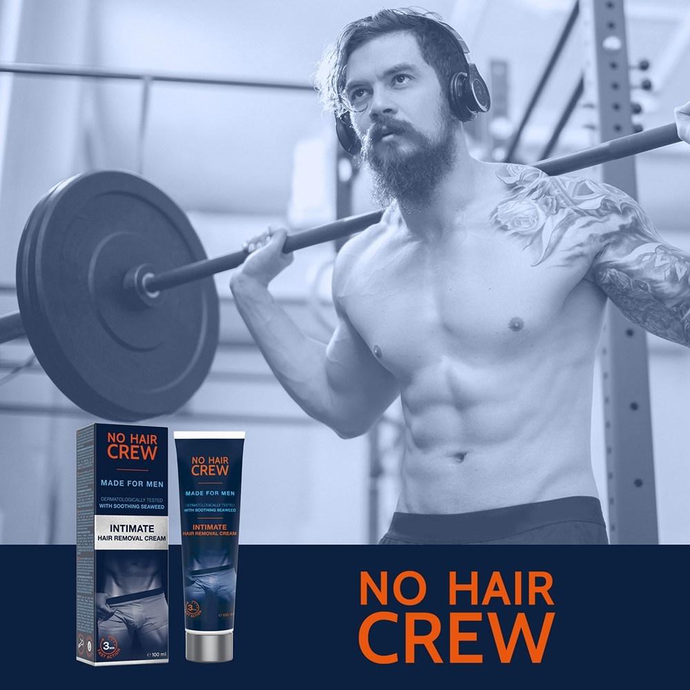 No Hair Crew Intim-Enthaarungscreme für den Körper für Männer, 100 ml, 1 Stück