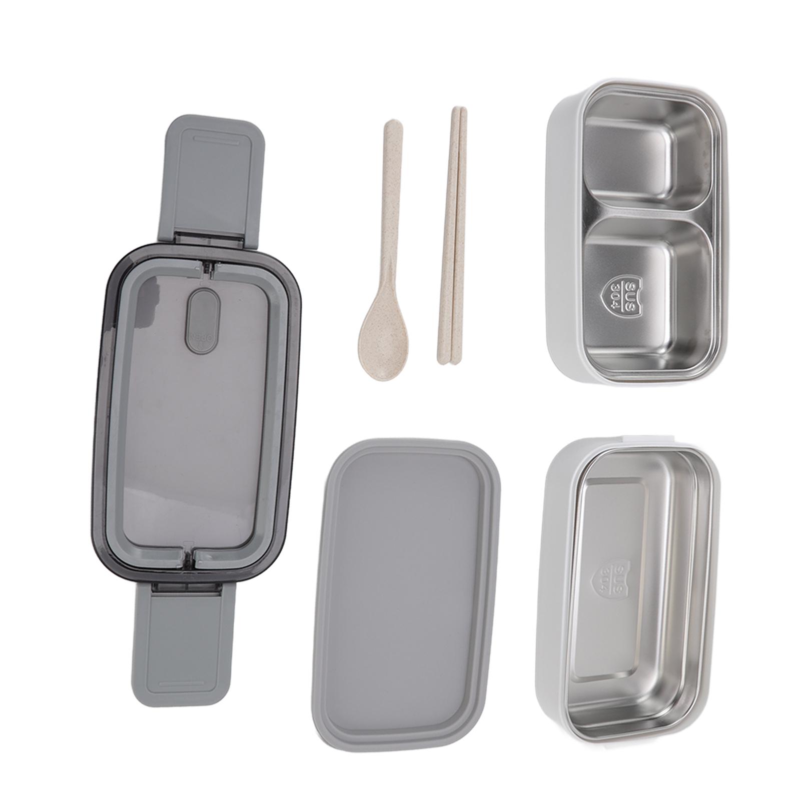 

Bento Box 304 Stainless Steel Microwaveable with Chopsticks and Spoon Double Layers Lunch Container for Adult Work L