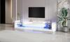 High-Gloss TV Cabinet with LED Lighting, 181 Cm – For TVs Up To 80 Inches, Glass Front, Two Folding Drawers