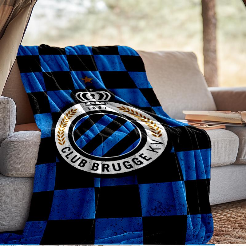 Coperta con Stemma FC Brugge Leggera Ideale per Letto Perfetta per Viaggi, Campeggio, Soggiorni, Uffici, Divani, Regalo di Natale per tifosi