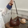 PU Leather Crescent Bag Handbag Crossbody Bag Simple Bow Shoulder Bag  Women