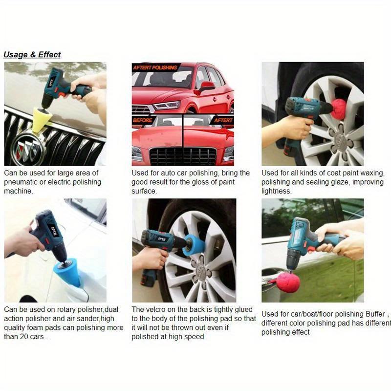 Auto Polierpad Polierschaum Schwamm Pad Kegel Polierer Pufferpad Automobil Wachs Set für Auto Radnabe Scheinwerfer Polieren