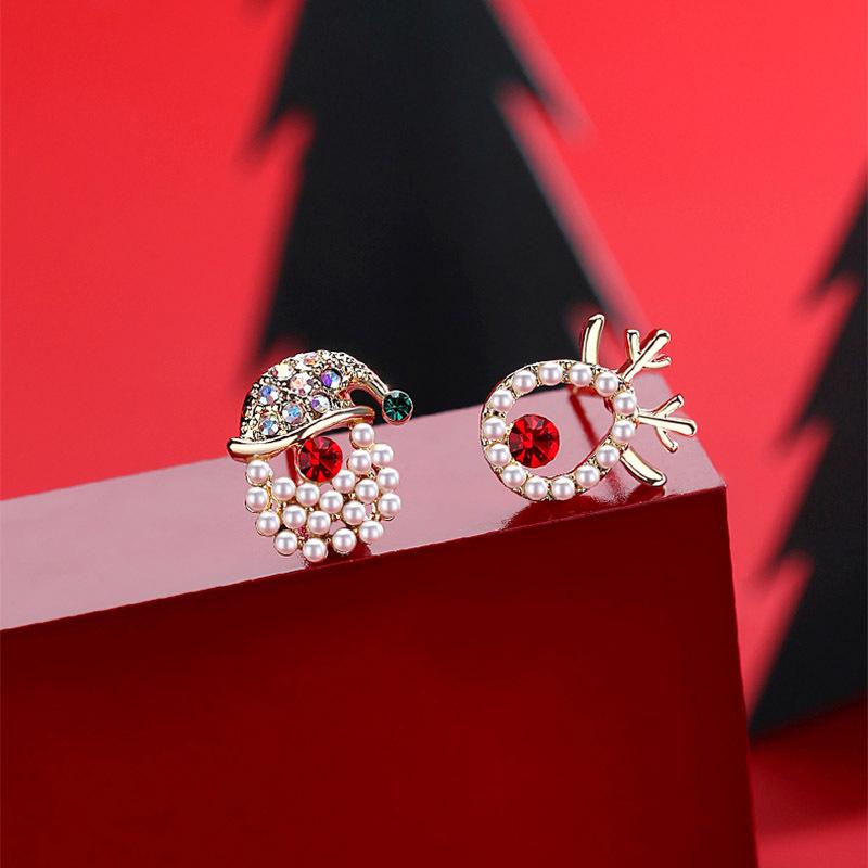New S925 Silver Needle Christmas Collection Asymmetrical Earrings: Sweet & Cute Holiday Gifts for Women