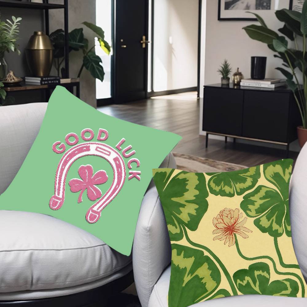 Lucky Clover Good Luck Ins Pillowcase Toon Gift Cushion Cover Bedroom Home Sofa Chair Seat Decor Pillow Case