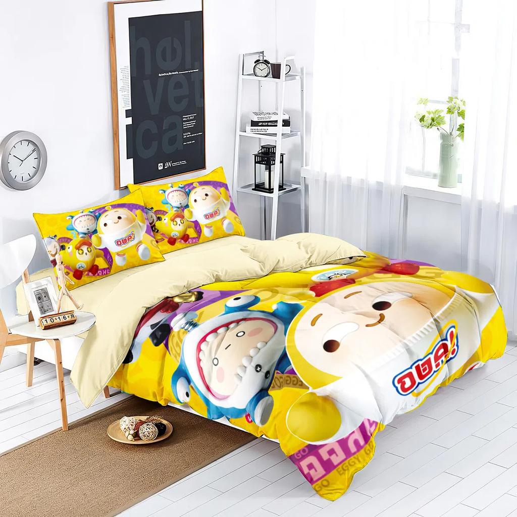 Games Eggy Party Bedding Set Cartoon Eggy 3D Printing Quilt CoverGame Themed Children's Room Decoration Kit Single Twin Full