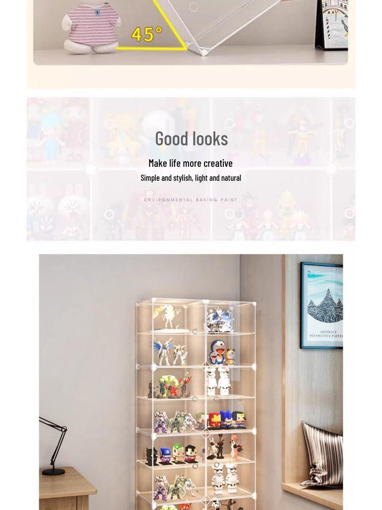 Transparent Toy Display Case: Dustproof Imitation Acrylic Rack for Model Storage and Home Use