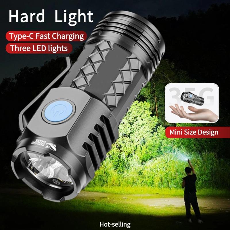 3LED Mini Portable Torch With a Side Clip Type-C Rechargeable Car Repair Working Lights Emergency Light for Outdoor Camping Use