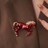 Horse Year Zodiac Horse Head Brooch Chinese New Year Metal Pony Badge Pin Zodiac Animal Pins  Man