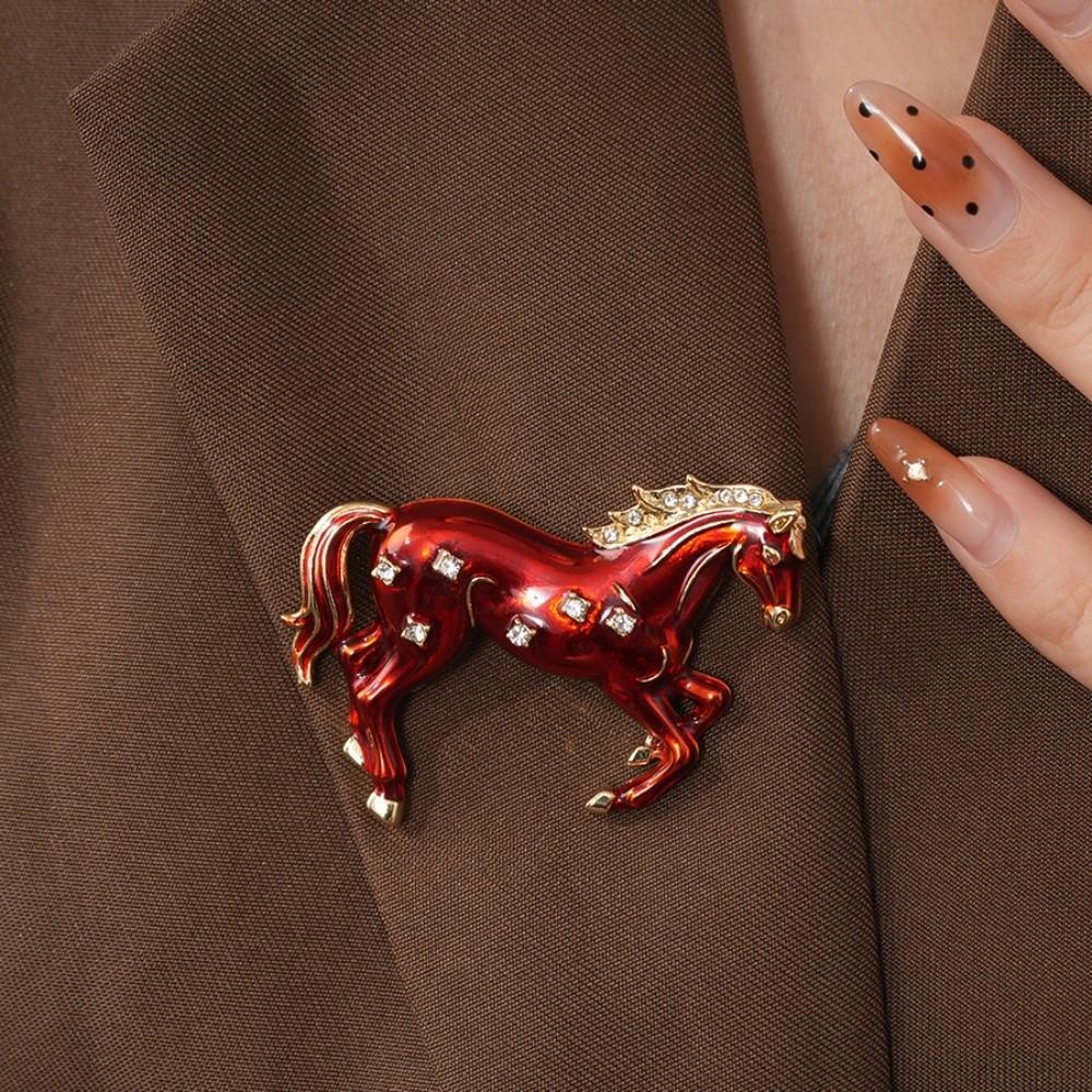 Horse Year Zodiac Horse Head Brooch Chinese New Year Metal Pony Badge Pin Zodiac Animal Pins  Man