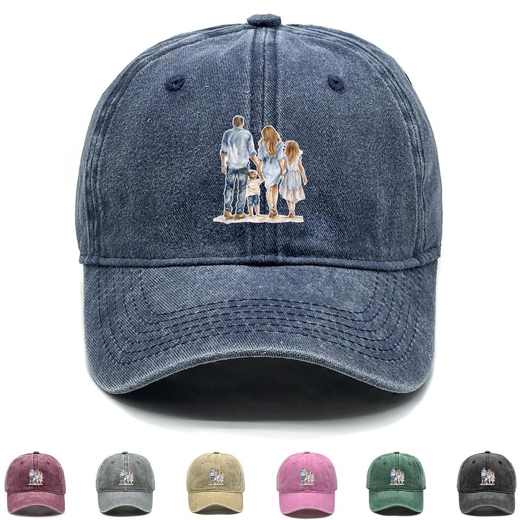 Family Members Print Adjustable Baseball Hat, Trucker Hat Simple Unisex Curved Brim Leisure Snapback Baseball Cap