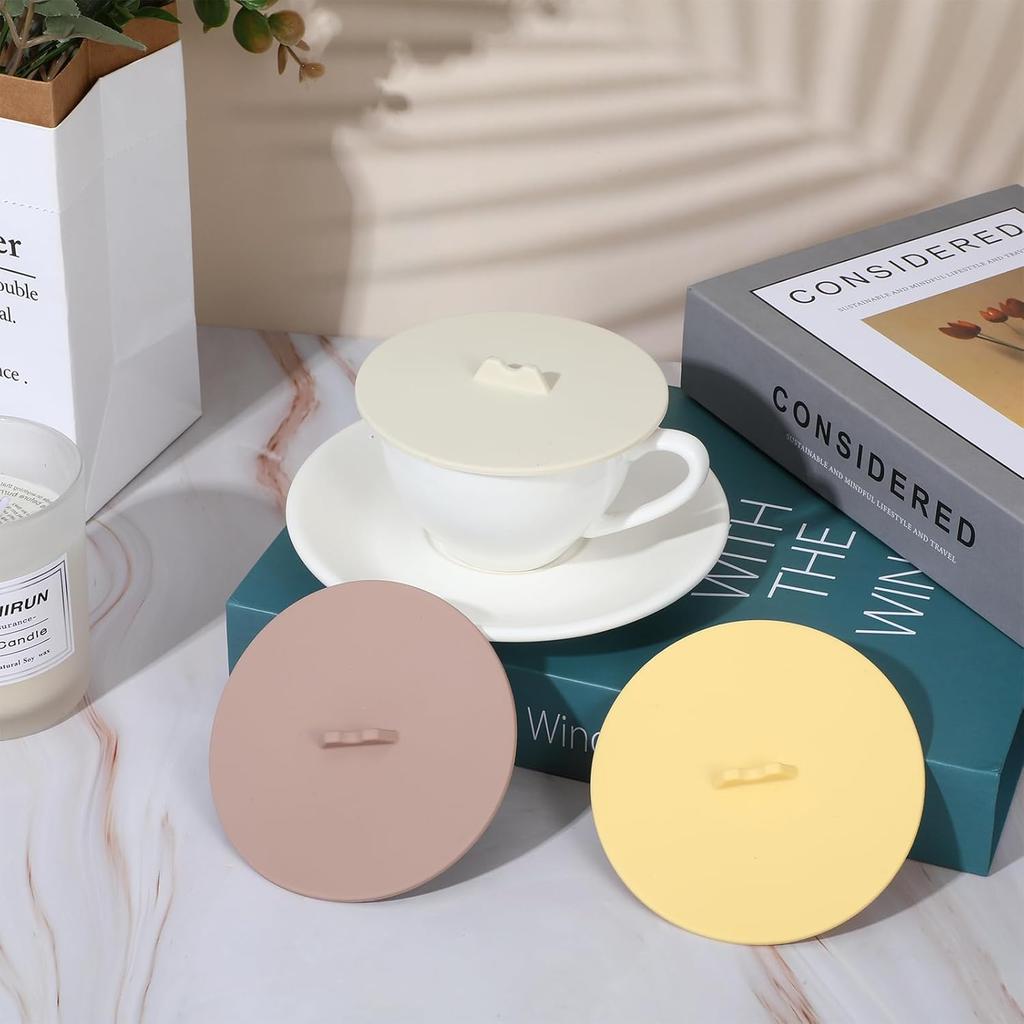 Silicone Lids for Cups, Silicone Cup Covers, Colored Universal Cup Lids, Reble Mug Cover, Food Grade Dust-proof Airtight Seal Lids for Mugs Tea Cups