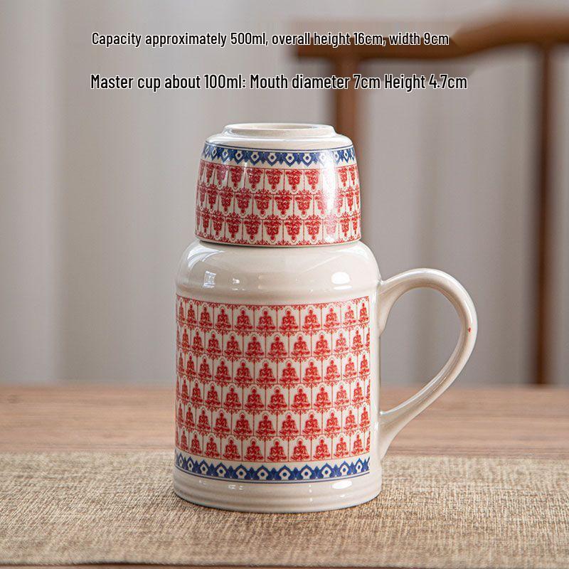 

Compact Ceramic Thermos Mug with Lid and Tea Infuser - Ideal for Tea or Water, Perfect for Solo Use at Home or Office. 500ml