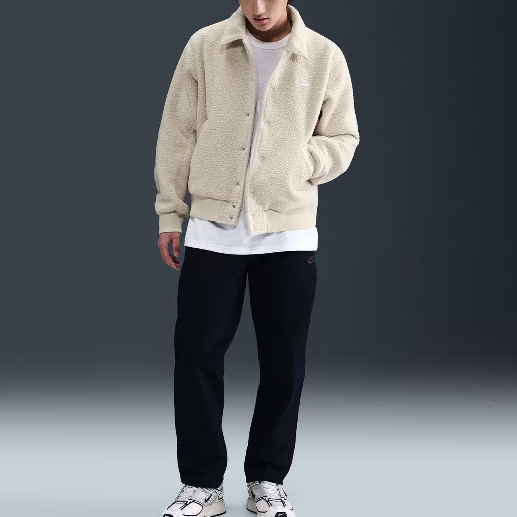 Nike Club FW25 Sherpa Coaches Therma-FIT Coach Collar Loose Letter Long Sleeve Fleece Jacket Unisex jackets HV1430-297