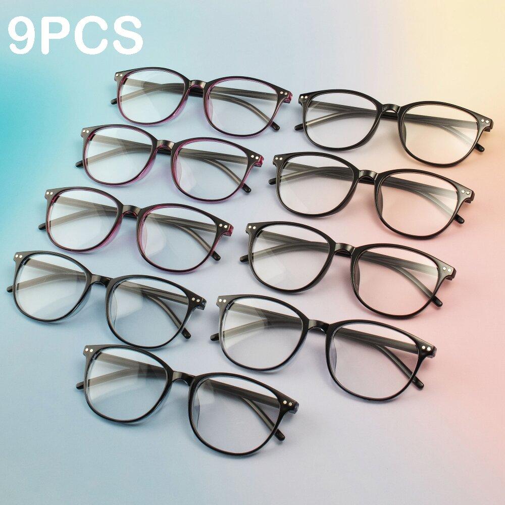 

9PCS Reading Eyeglasses Durable Light Anti- Eyestrain Stylish Computer Presbyopic Eyeglasses Durable For Female Male C1