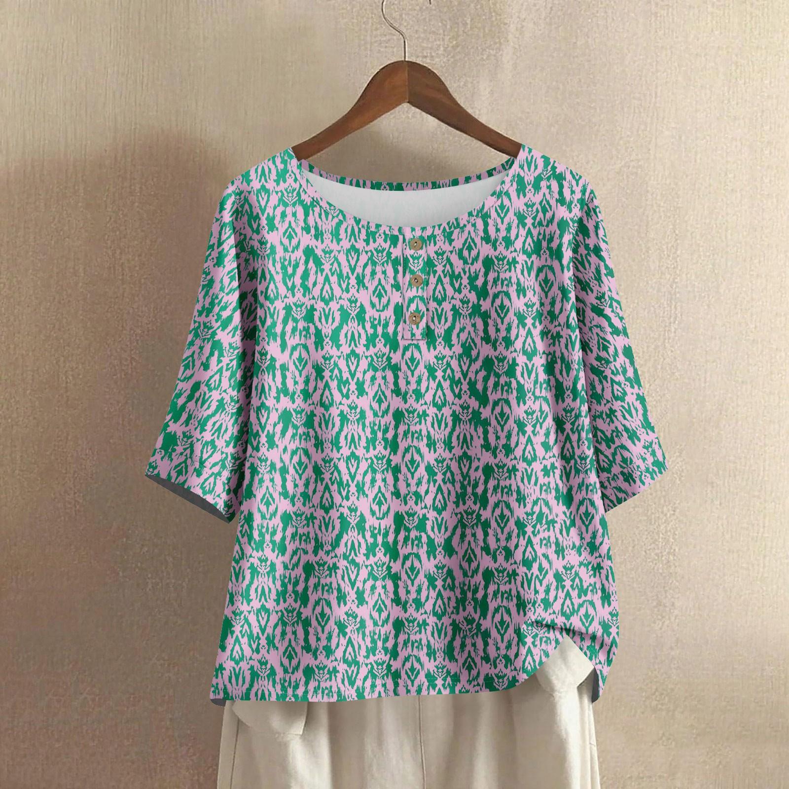 

Женская мода Повседневные Обычные Элегантные Топы Топы на пуговицах XXL зелёный