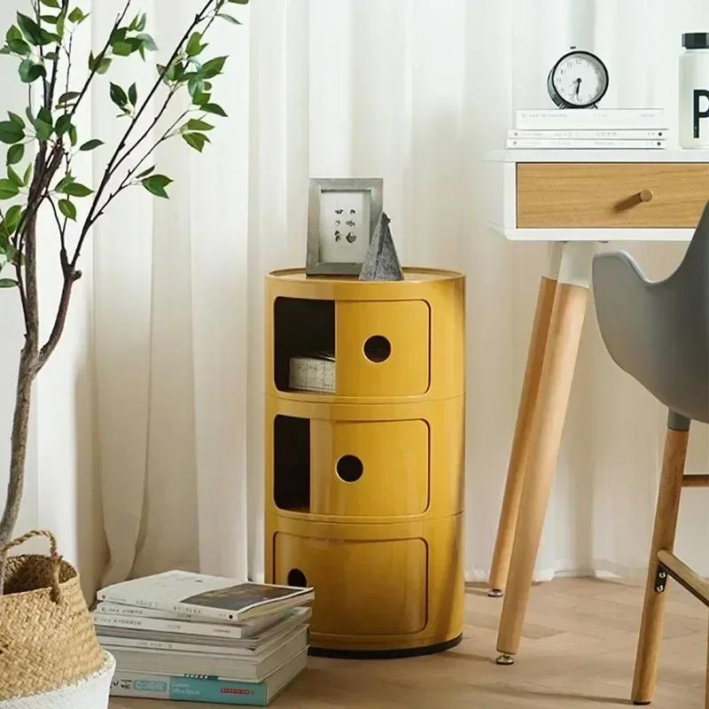 Cabinet Storage Cabinet Bedroom Furniture Modern Simple Plastic New Multi-Layer Bedside Storage Cabinet for Living Room Cylinder