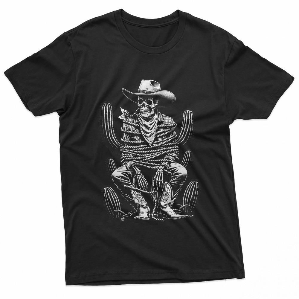 

Skeleton Cowboy Cactus Desert Alt Goth Western Gothic Skull TShirt Unisex T-Shirt XL