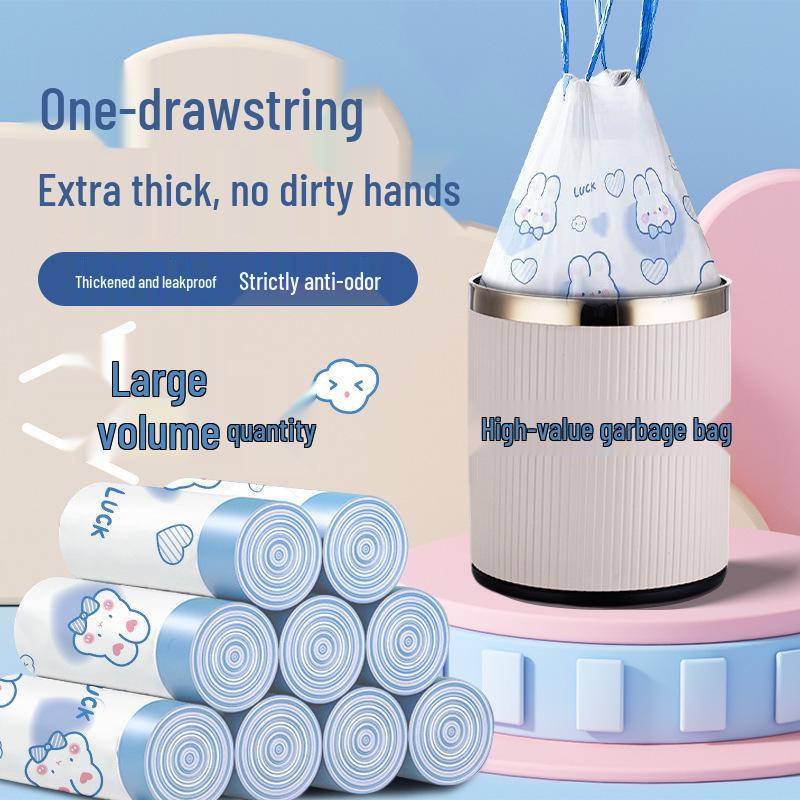 Blue Heart Cartoon Rabbit Drawstring Garbage Bags - 100 Pack