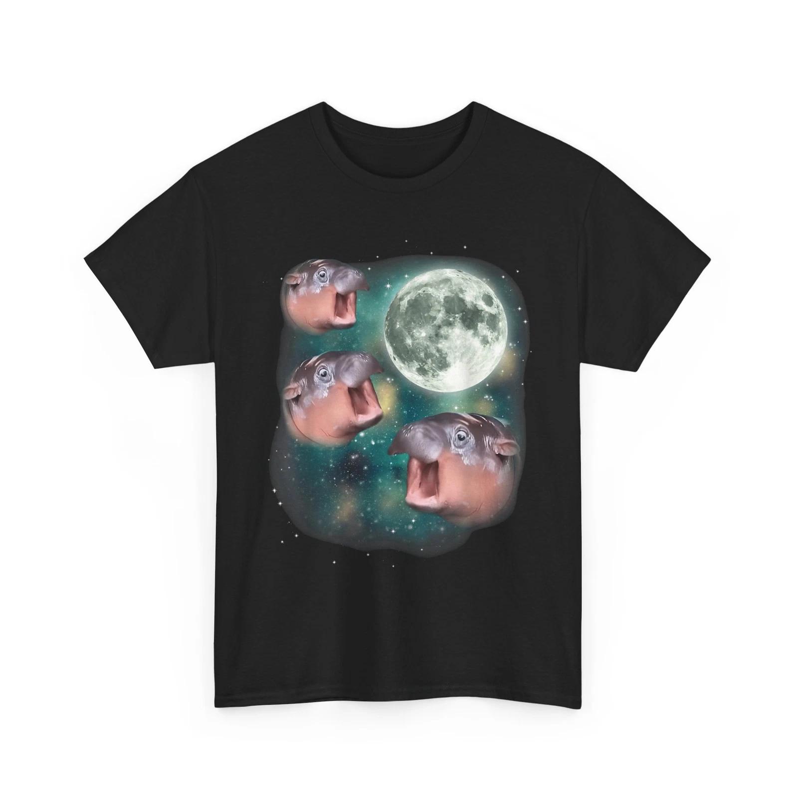 3 Moon-Deng | Baby Hippo Meme Funny Cute Hippopotamus Animal T-Shirt 4XL