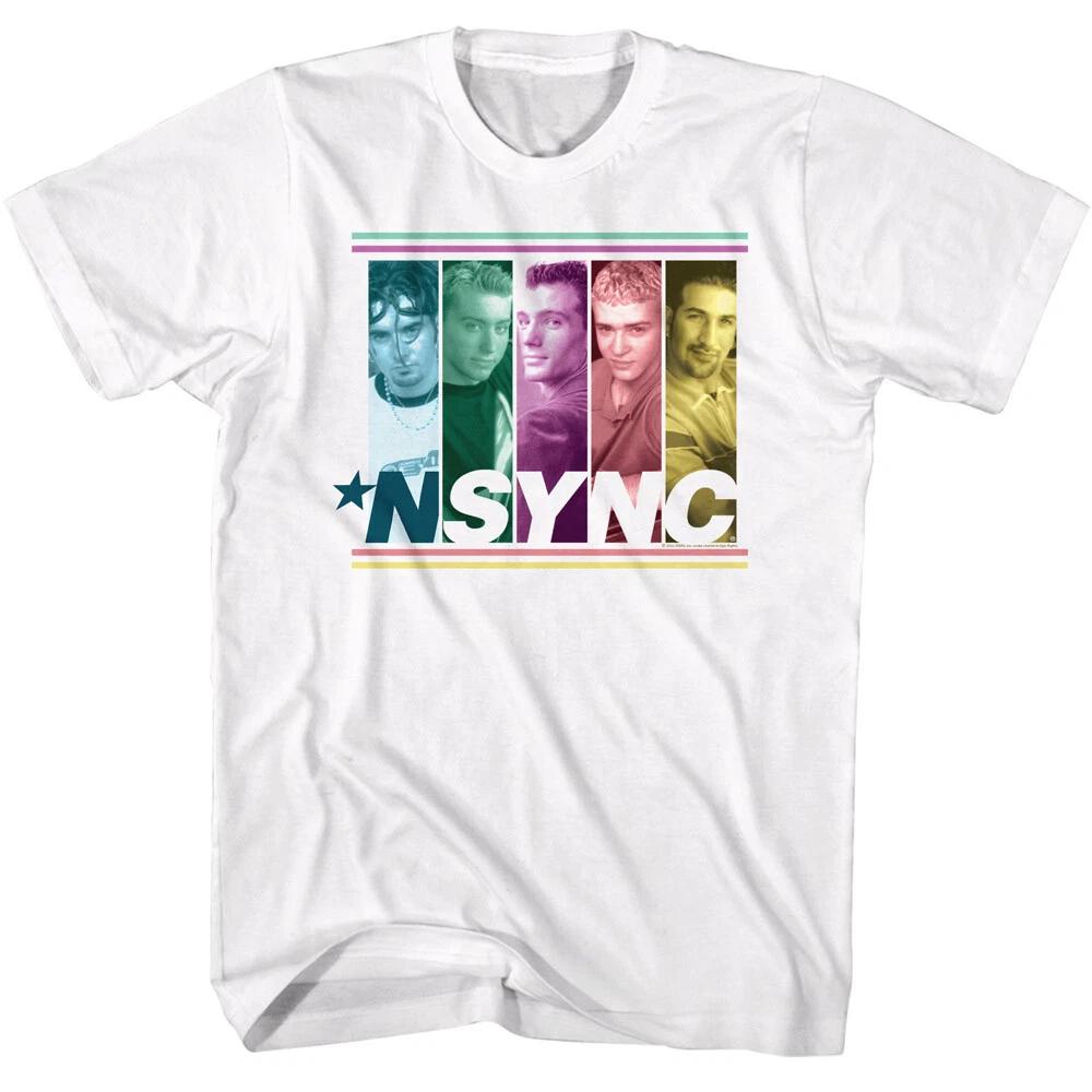 NSYNC Group Boxed Multi Colored Photos Men s T Shirt Dance Pop Music Merch S