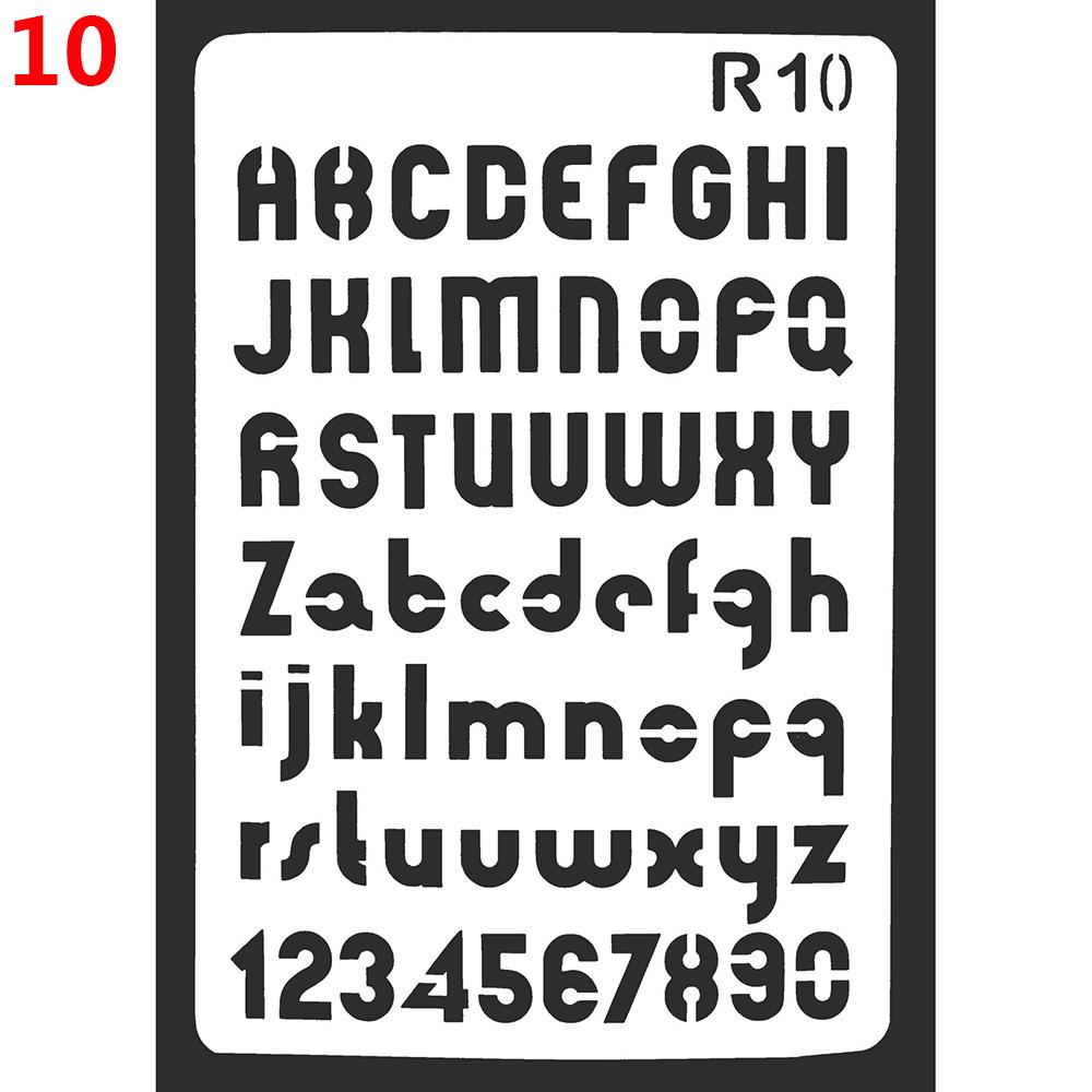 Bastelarbeiten Scrapbooking Prägung Buchstaben Alphabet Wandmalerei Abdeckspray Schichtschablonen