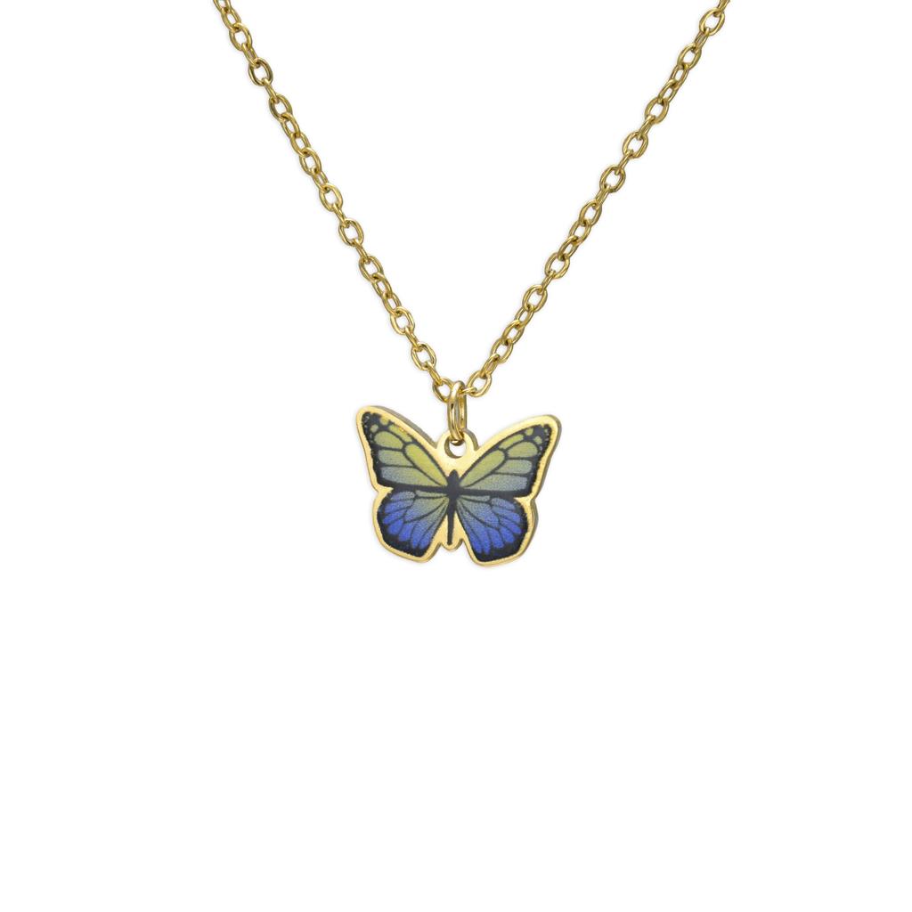 Teamer Colorful Butterfly Necklace For Women Girls Gold Color Stainless Steel Birthday Fashion Jewelry Gift Wholesale 2026 New