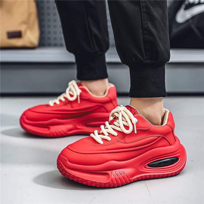 Herren Leder Trend Klobiger Sneaker Outdoor Rutschfest Atmungsaktiv Lässig Laufschuhe Bequeme Arbeitsschuhe