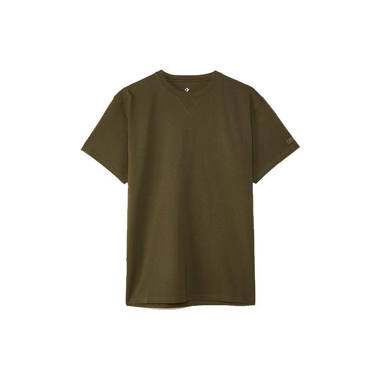 

Мужская однотонная спортивная футболка с круглым вырезом Converse X Kim Jones оливково-зеленого цвета 10021732-A02