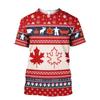 Funny Santa Face 3D Print Men T-Shirt, Christmas Snowflake Berry Holiday Gathering, Realistic Graphic Short Sleeve Tee