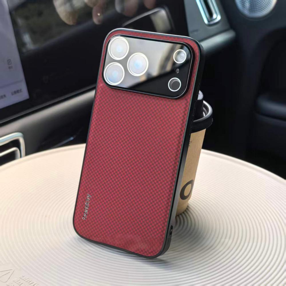 

Fashion Carbon Fiber Kevlar Texture Phone Case For iPhone 17 Air 16 15 14 13 Pro Max Frosted Anti Slip Full Frame Bumper Cover iPhone17 красный