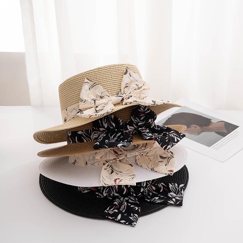 Bowknot Sun Hat Wide Brim Casual Sun Protection Straw Hats Stylish Breathable Panama Hat for Women
