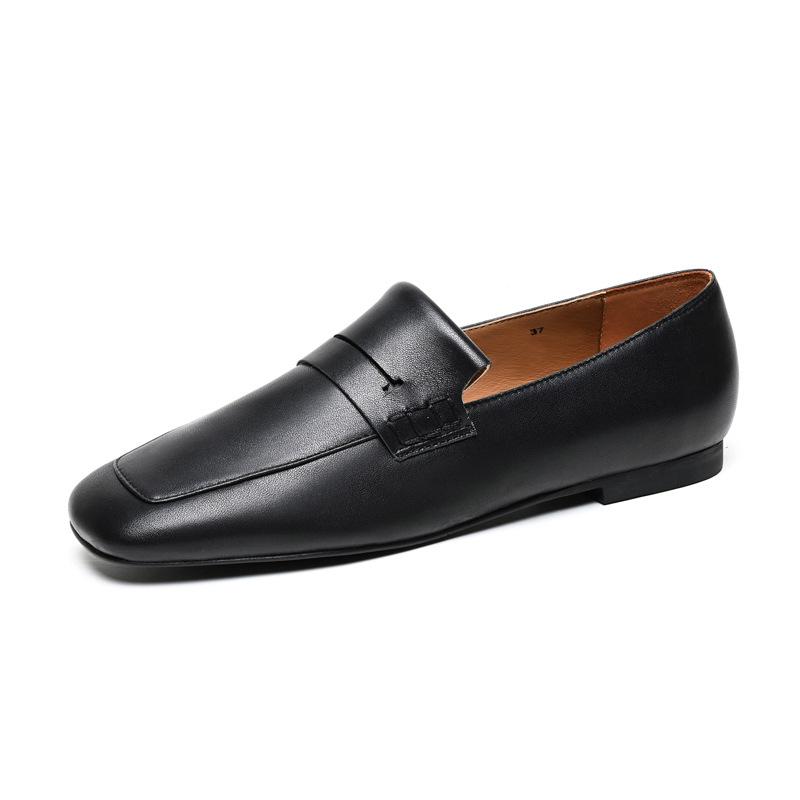 ODM wind square head flat bottom wind low-top small leather shoes fashion single shoe manufacturer