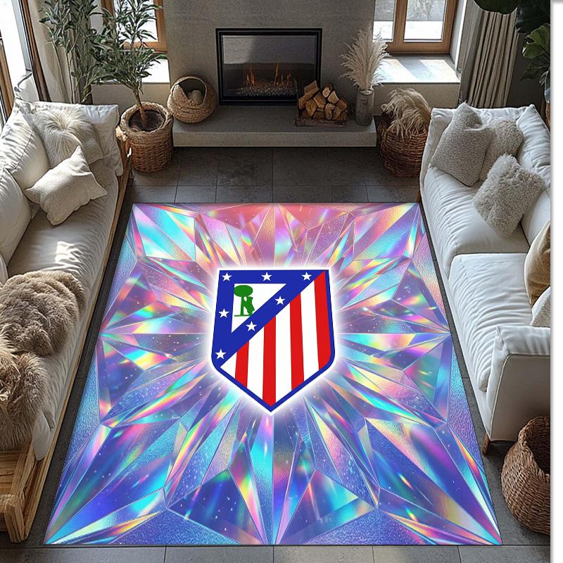 Atletico Madrid Printed Flannel Area Rug Non Slip Soft Polyester Floor Carpet Indoor Decor Mat for Bedroom Living Room Sofa Game Room Home Decoration