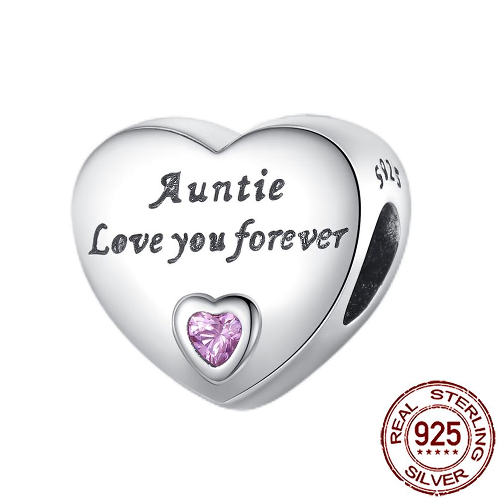 New Charms Copper Sister Daughter Mum Mother Family Love Heart Beads Fit Origina Bracelet Necklace Diy Jewelry