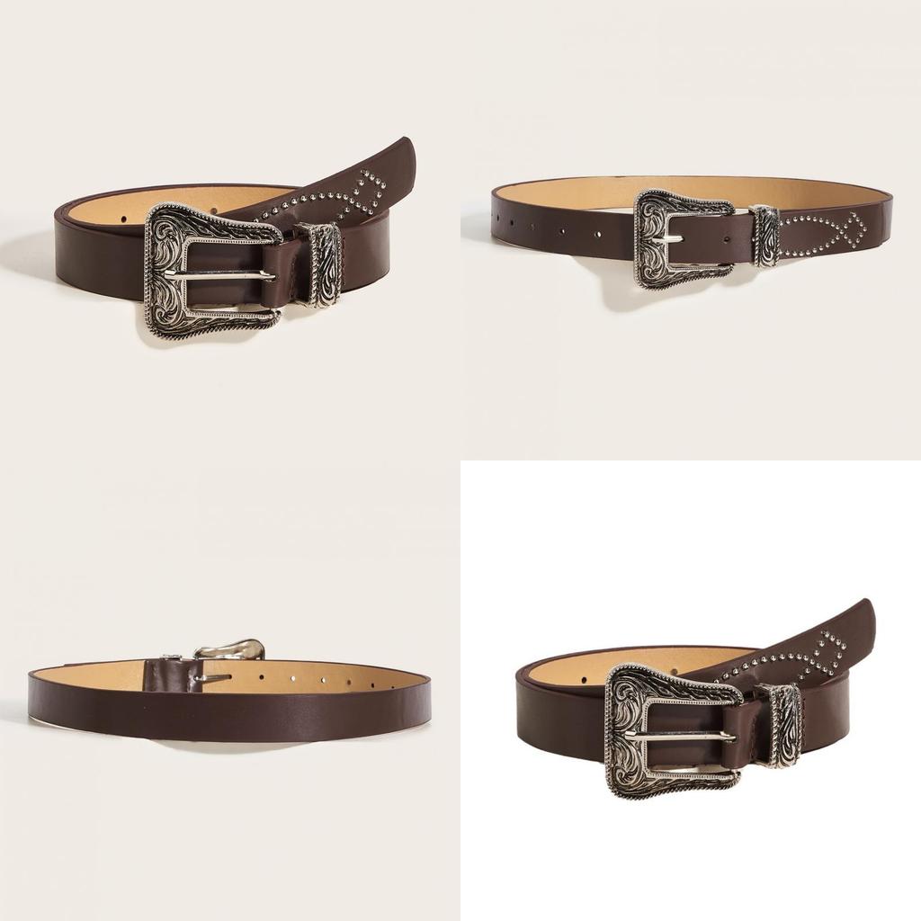 Fashion Punk Wide Belt With Alloy Buckle And Pearl Bead Decoration For Women