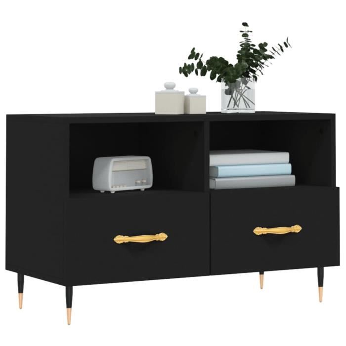 VidaXL Meuble TV Noir 80x36x50 cm Bois d'ingénierie 828949