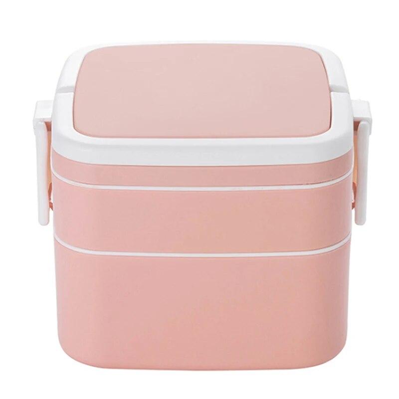 1100ml Tragbare 2-lagige gesunde Lunchbox Lebensmittelbehälter Mikrowellenherd Mittagessen Bento-Boxen mit Besteck Lunchbox