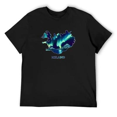 Iceland - Northern Lights T-Shirt Oversized Graphic Tee Funny Meme T-shirts Fashion Shirts Anime Shirts Men