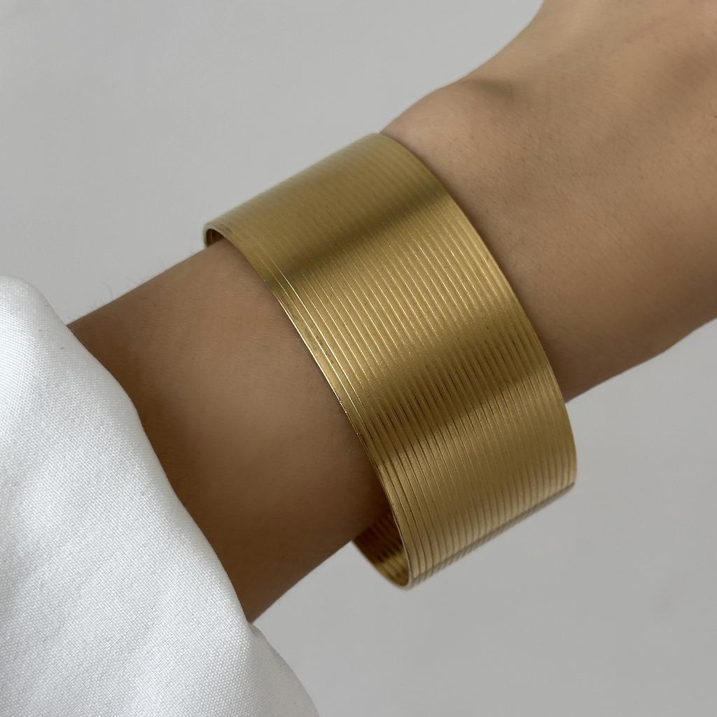 Stainless Steel Versatile Gold Irregular Hollow Wide Version Jewelry Women