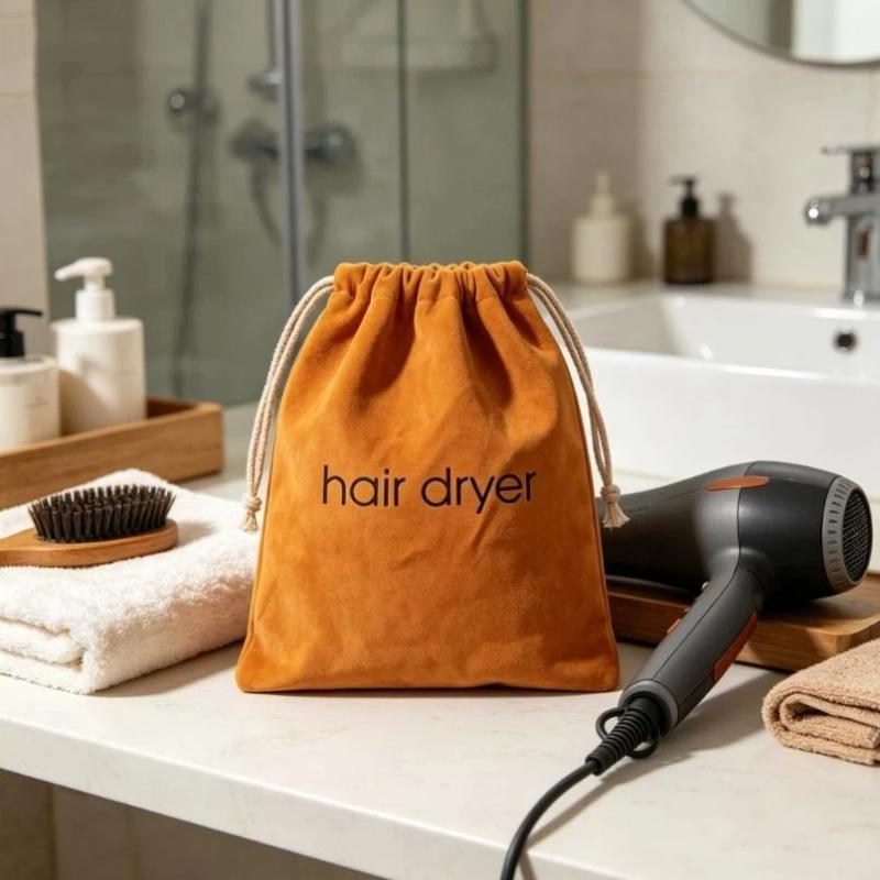 Suede Nap Hair Dryer Storage Bag With Drawstring Hair Diffuser Bag Perfect For Travel Home Hotel Daily Use